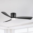 Ventilateur de plafond encastré à DEL noir/blanc de 52 pouces avec télécommande (3 pales)