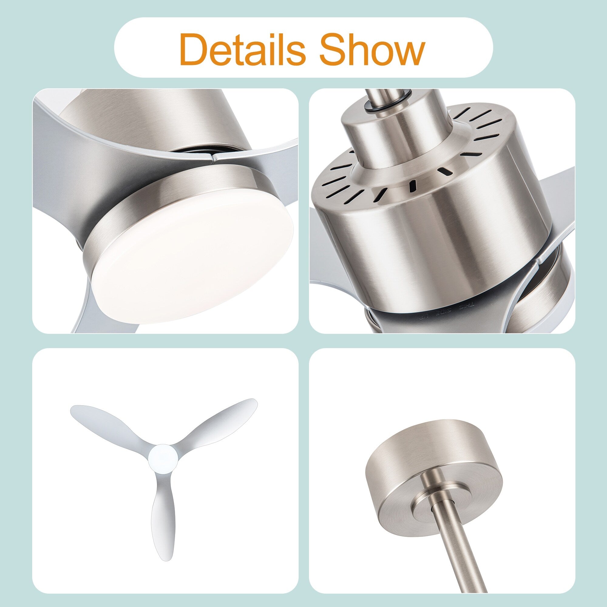 Ventilateur de plafond à DEL de 52 pouces avec télécommande (3 pales)