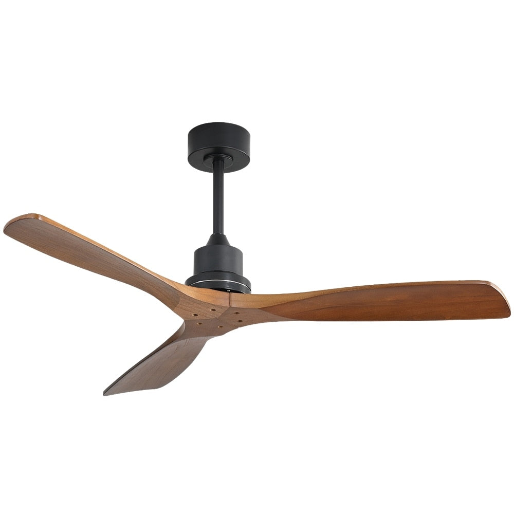 Ventilateur de plafond moderne en bois massif/ABS de 52 pouces avec télécommande (sans lumière), 6 vitesses de vent, flux d'air réversible