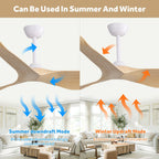 Ventilateur de plafond moderne en bois massif/ABS de 52 pouces avec télécommande (sans lumière), 6 vitesses de vent, flux d'air réversible