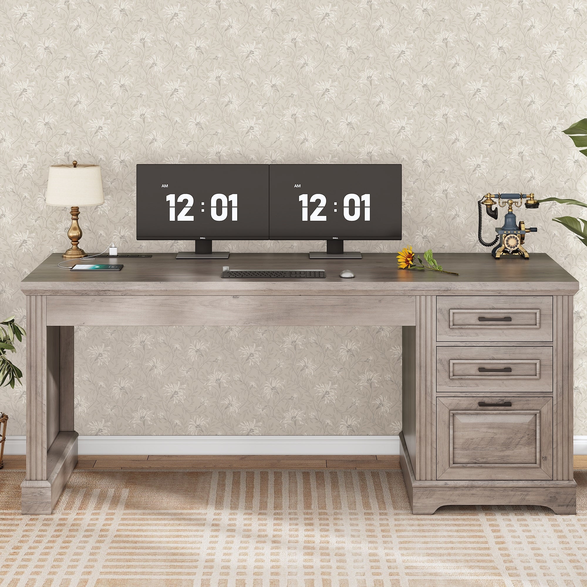 Bureau de direction de ferme Bureau à domicile Tiroir de classement Support d'écran Prise de courant