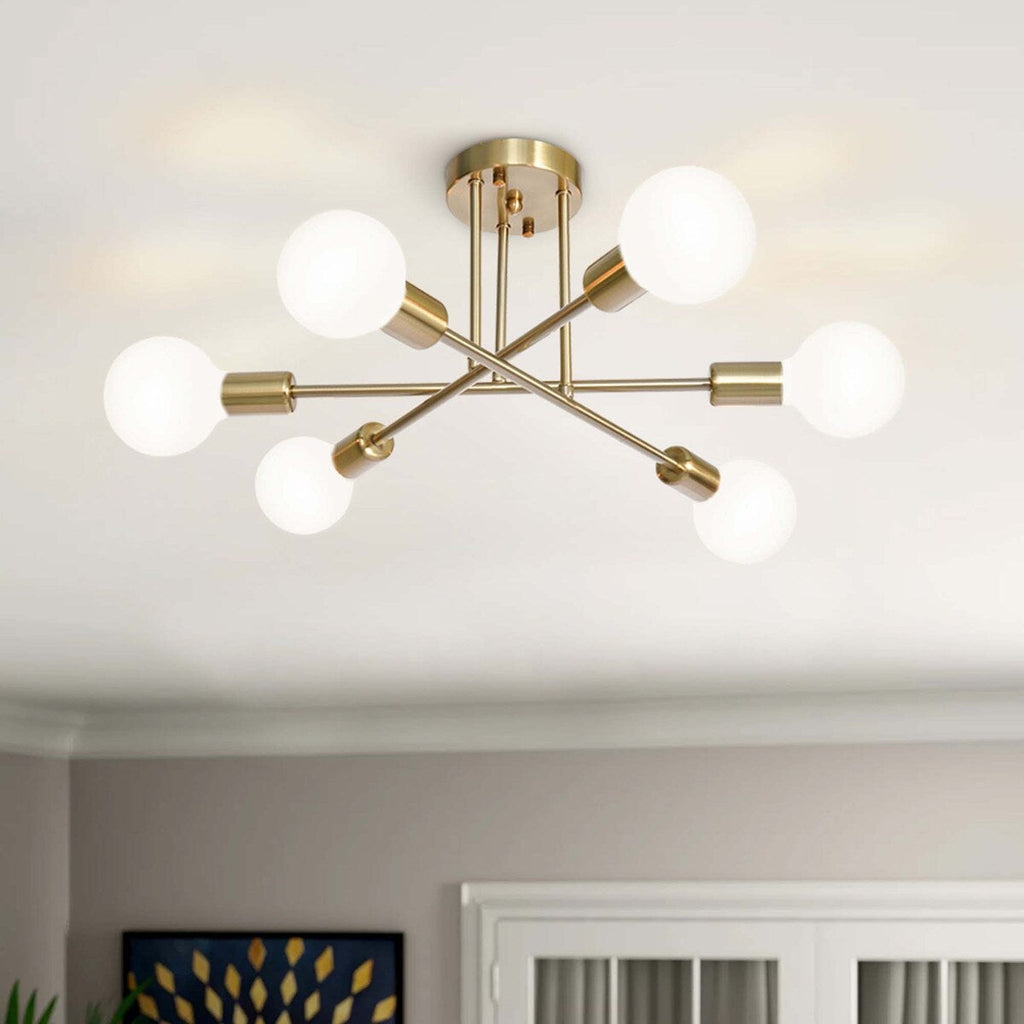 6 - Light Modern Metal 23.62'' Sputnik Semi-Flush Mount Ceiling Light