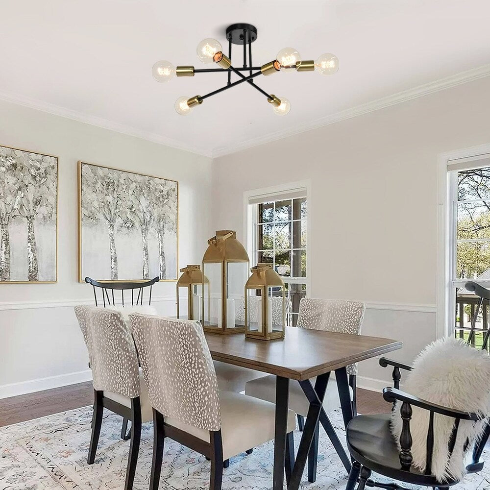 6 - Light Modern Metal 23.62'' Sputnik Semi-Flush Mount Ceiling Light