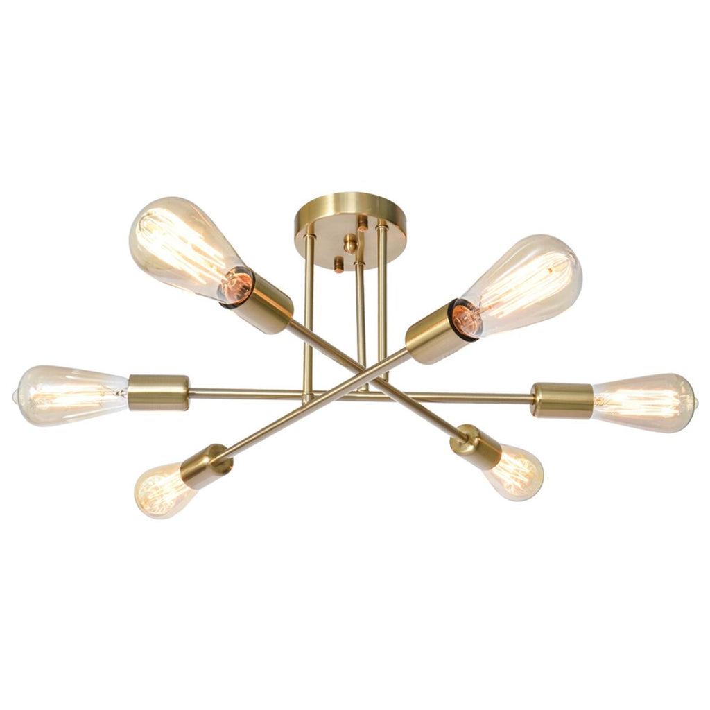 6 - Light Modern Metal 23.62'' Sputnik Semi-Flush Mount Ceiling Light