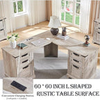 Bureau de direction en L de style ferme, bureau d'angle en bois, bureau d'ordinateur