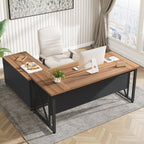 Bureau d'ordinateur en L de 63 pouces avec classeur latéral de 47 pouces, ensemble de bureau exécutif pour la maison