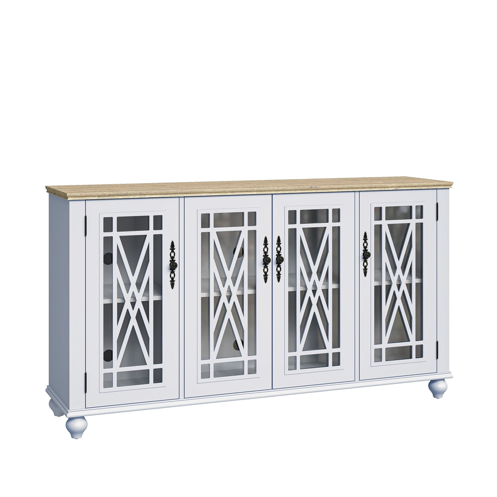 Buffet d'appoint de cuisine en bois de style vintage de 63 po de largeur