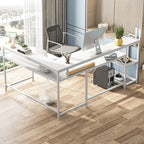 Bureau en L avec étagère pour écran, bureau d'angle réversible pour bureau à domicile 69