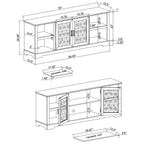 Meuble TV décoratif rustique à motif floral de 70 po pouvant accueillir jusqu'à 80 téléviseurs