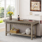 Table console longue en bois massif de style ferme de 70,8 pouces, table de canapé