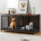 Meuble pour cage à chien de 70,86 pouces, meuble TV pour grandes races avec coussin et chambres doubles (sans coussin)