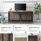 Meuble pour cage à chien de 70,86 pouces, meuble TV pour grandes races avec coussin et chambres doubles (sans coussin)