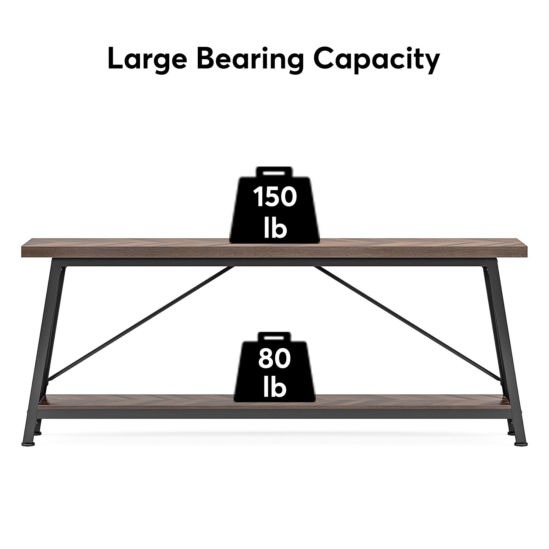 Table console d'entrée de style industriel extra-longue de 70,9 pouces