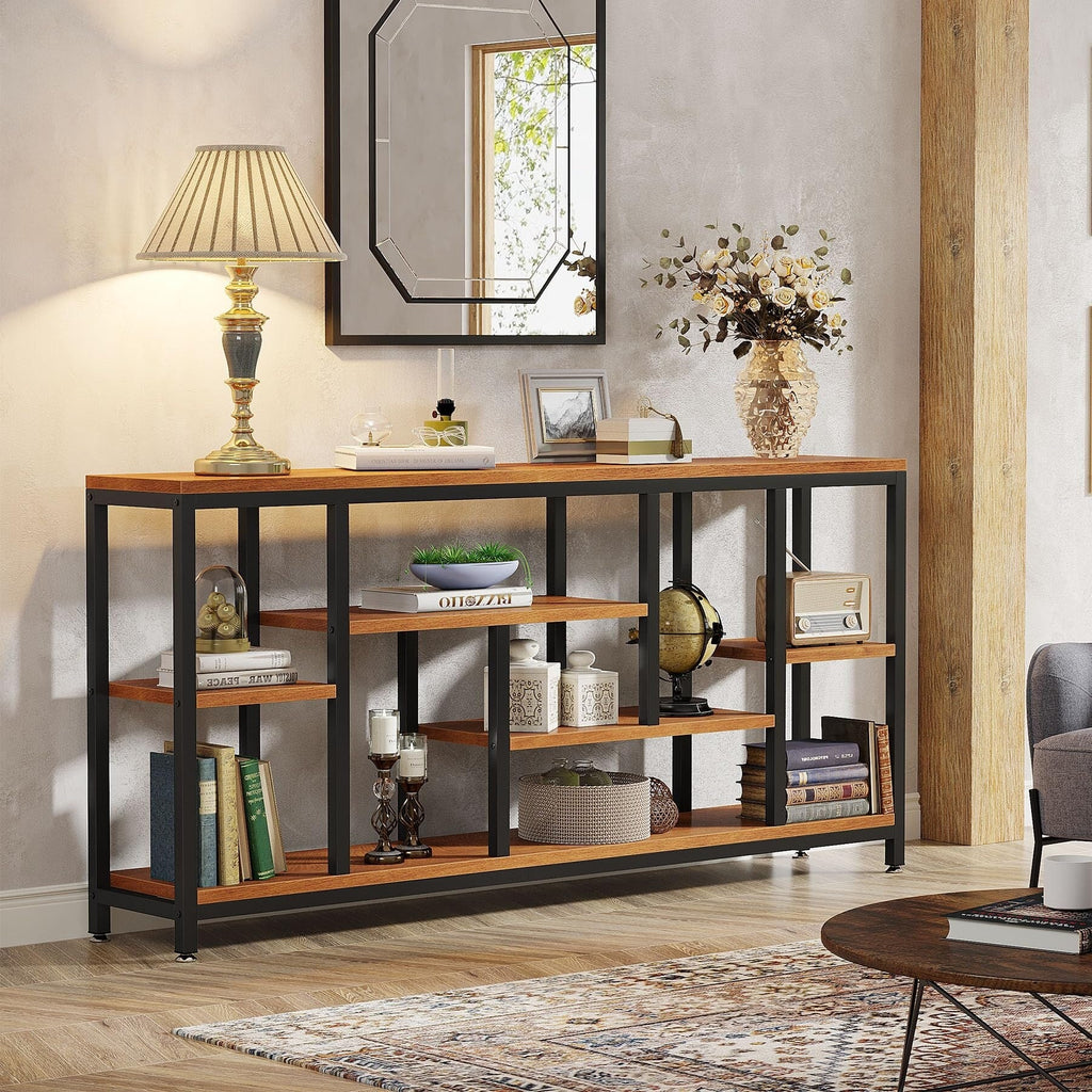 Console de canapé de 70,9 pouces avec rangement, table d'entrée à 3 niveaux pour couloir