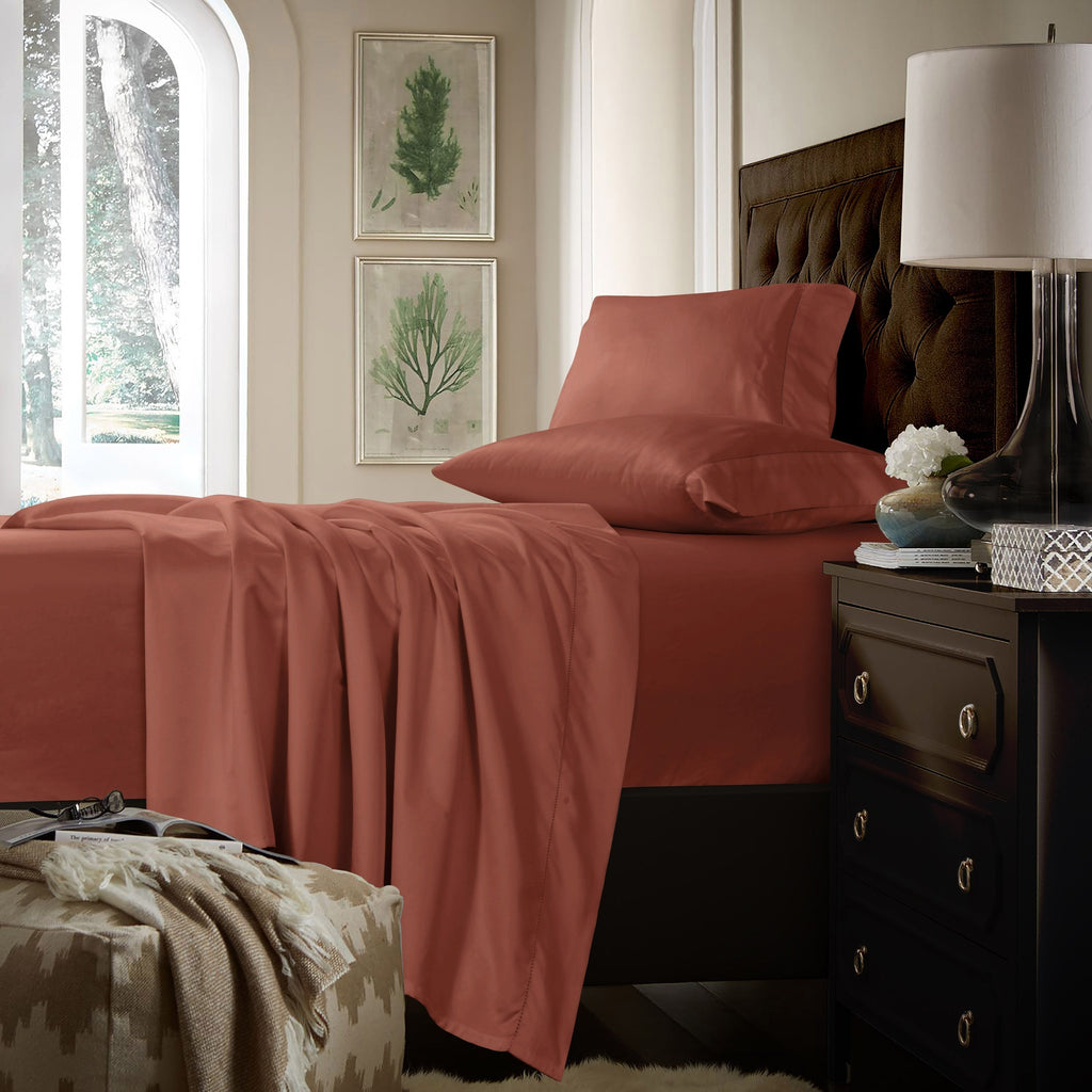 750TC Cotton Extra Deep Pocket Sheet Set with Oversized Flat Sheet