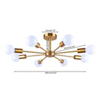 Black/ Gold Sputnik Semi Flush Mount Lamp Close to Ceiling Light Fixture for Living Room/ Kitchen/ Office/ Bedroom/ Foyer