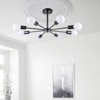 Black/ Gold Sputnik Semi Flush Mount Lamp Close to Ceiling Light Fixture for Living Room/ Kitchen/ Office/ Bedroom/ Foyer