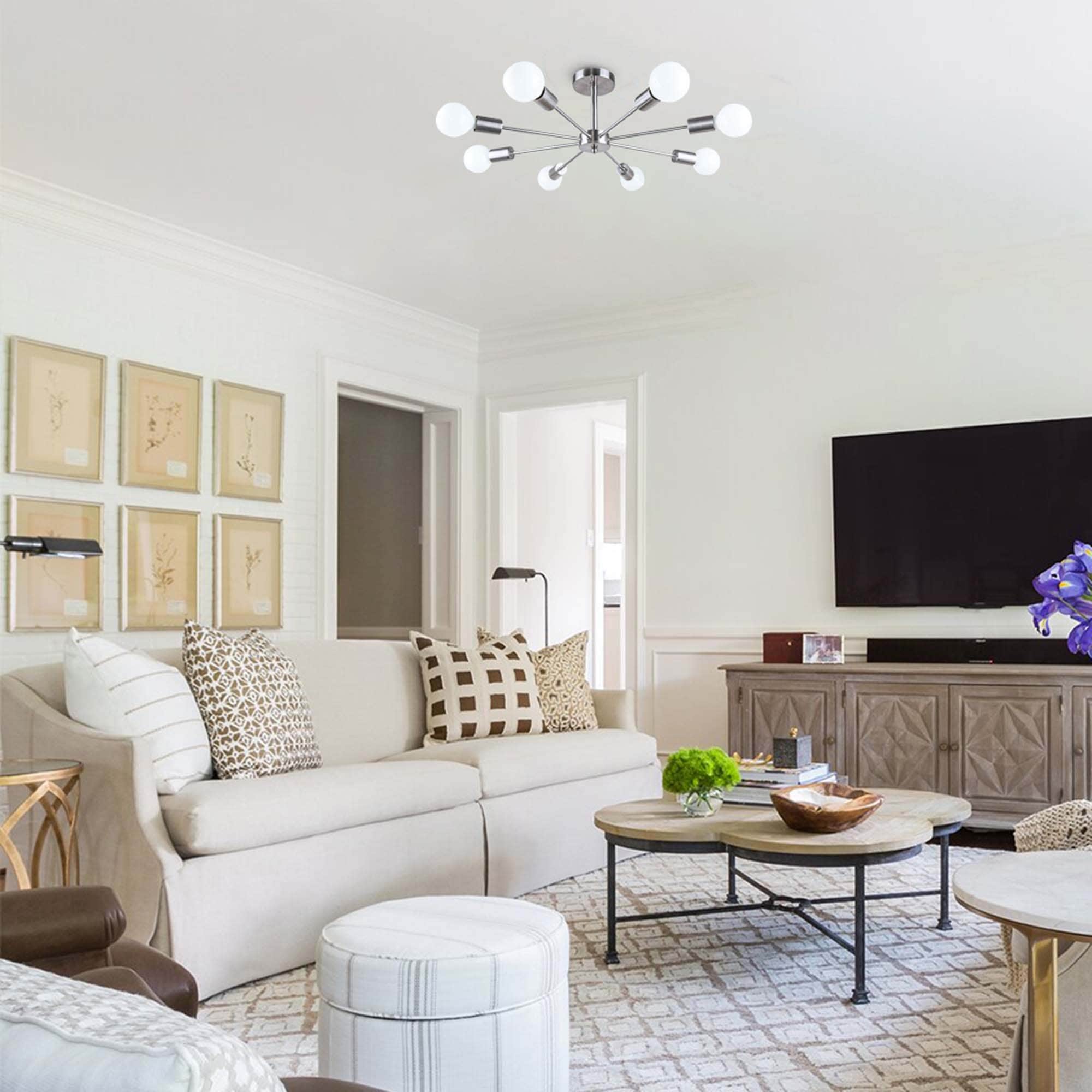 Black/ Gold Sputnik Semi Flush Mount Lamp Close to Ceiling Light Fixture for Living Room/ Kitchen/ Office/ Bedroom/ Foyer