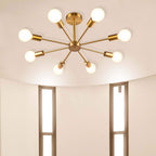 Black/ Gold Sputnik Semi Flush Mount Lamp Close to Ceiling Light Fixture for Living Room/ Kitchen/ Office/ Bedroom/ Foyer