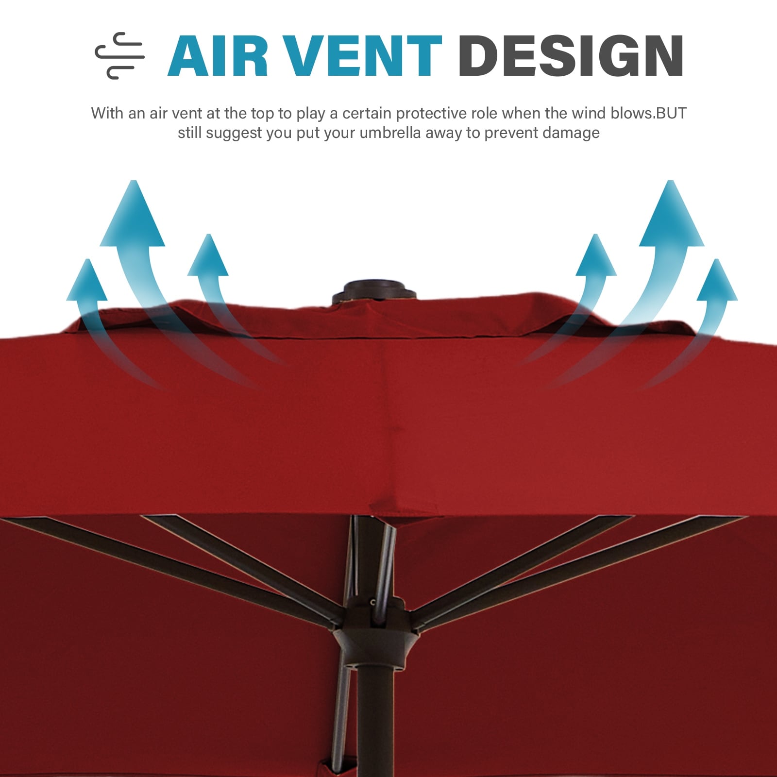 8*10ft Rectangular Patio Market Umbrella with Crank & Tilt，UV-Resistant