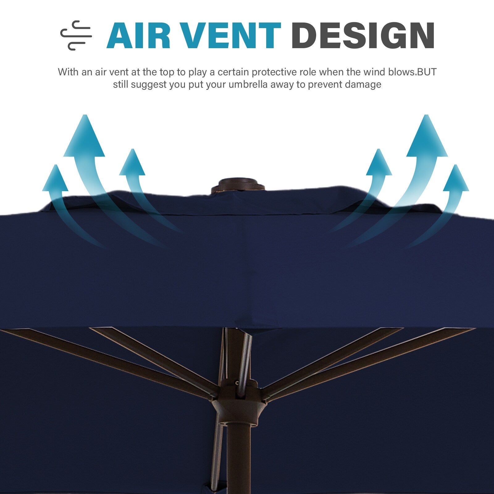 8*10ft Rectangular Patio Market Umbrella with Crank & Tilt，UV-Resistant