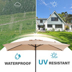 8*10ft Rectangular Patio Market Umbrella with Crank & Tilt，UV-Resistant