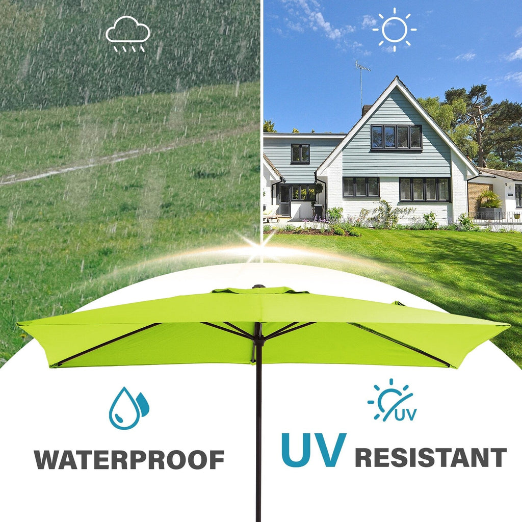 8*10ft Rectangular Patio Market Umbrella with Crank & Tilt，UV-Resistant