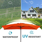 8*10ft Rectangular Patio Market Umbrella with Crank & Tilt，UV-Resistant