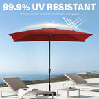 8*10ft Rectangular Patio Market Umbrella with Crank & Tilt，UV-Resistant