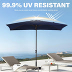 8*10ft Rectangular Patio Market Umbrella with Crank & Tilt，UV-Resistant
