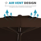 8*10ft Rectangular Patio Market Umbrella with Crank & Tilt，UV-Resistant