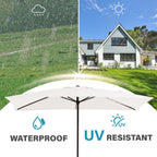 8*10ft Rectangular Patio Market Umbrella with Crank & Tilt，UV-Resistant