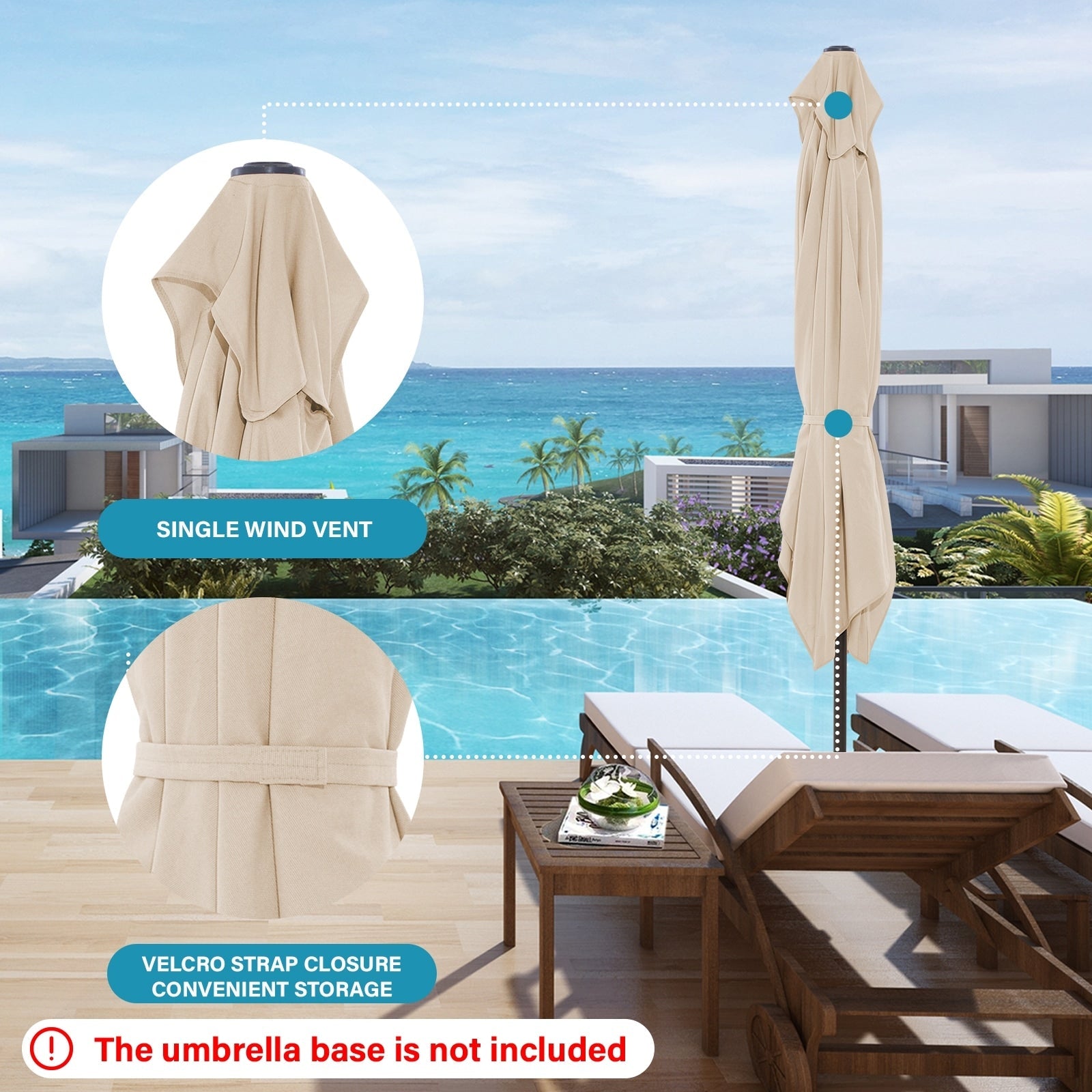 8*10ft Rectangular Patio Market Umbrella with Crank & Tilt，UV-Resistant