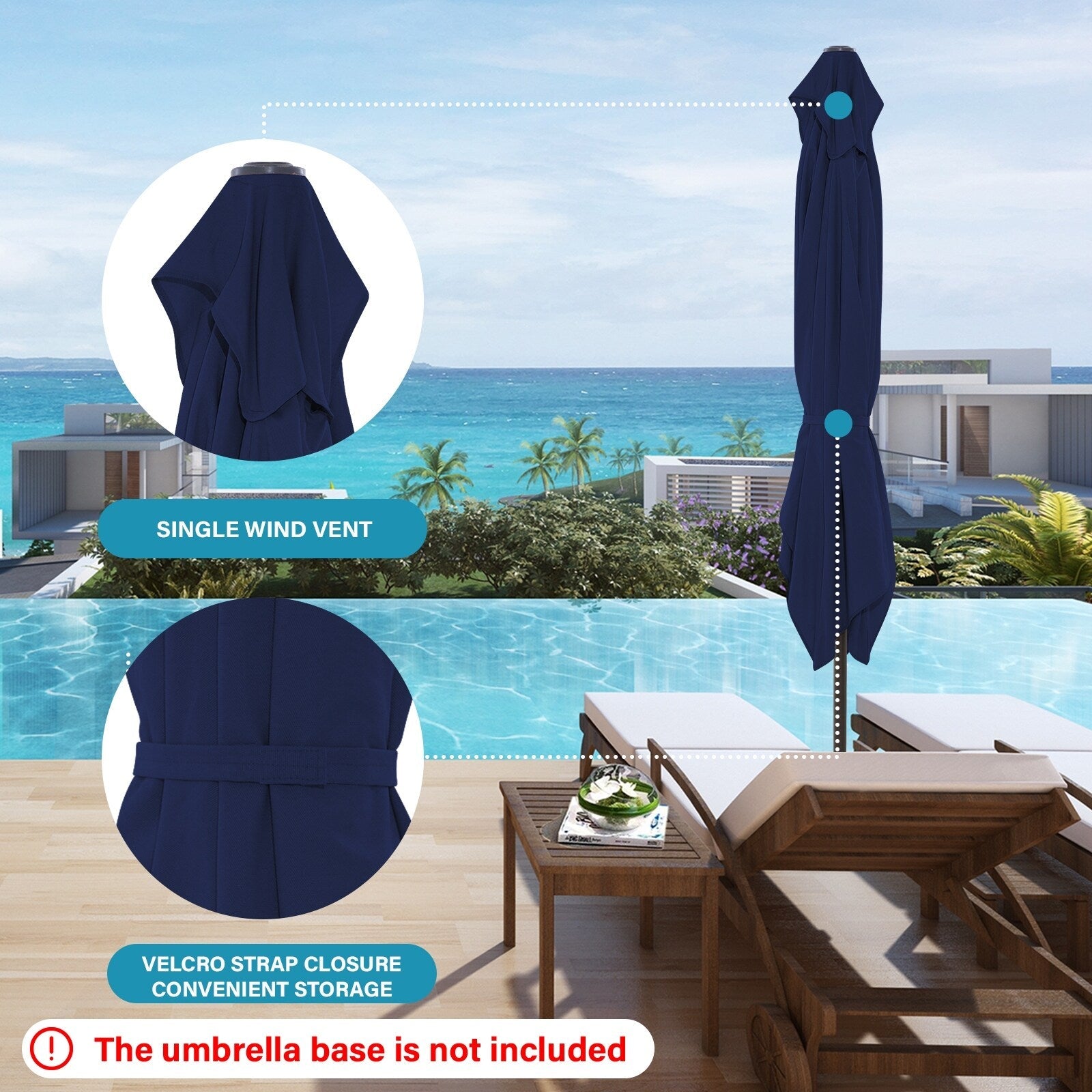 8*10ft Rectangular Patio Market Umbrella with Crank & Tilt，UV-Resistant