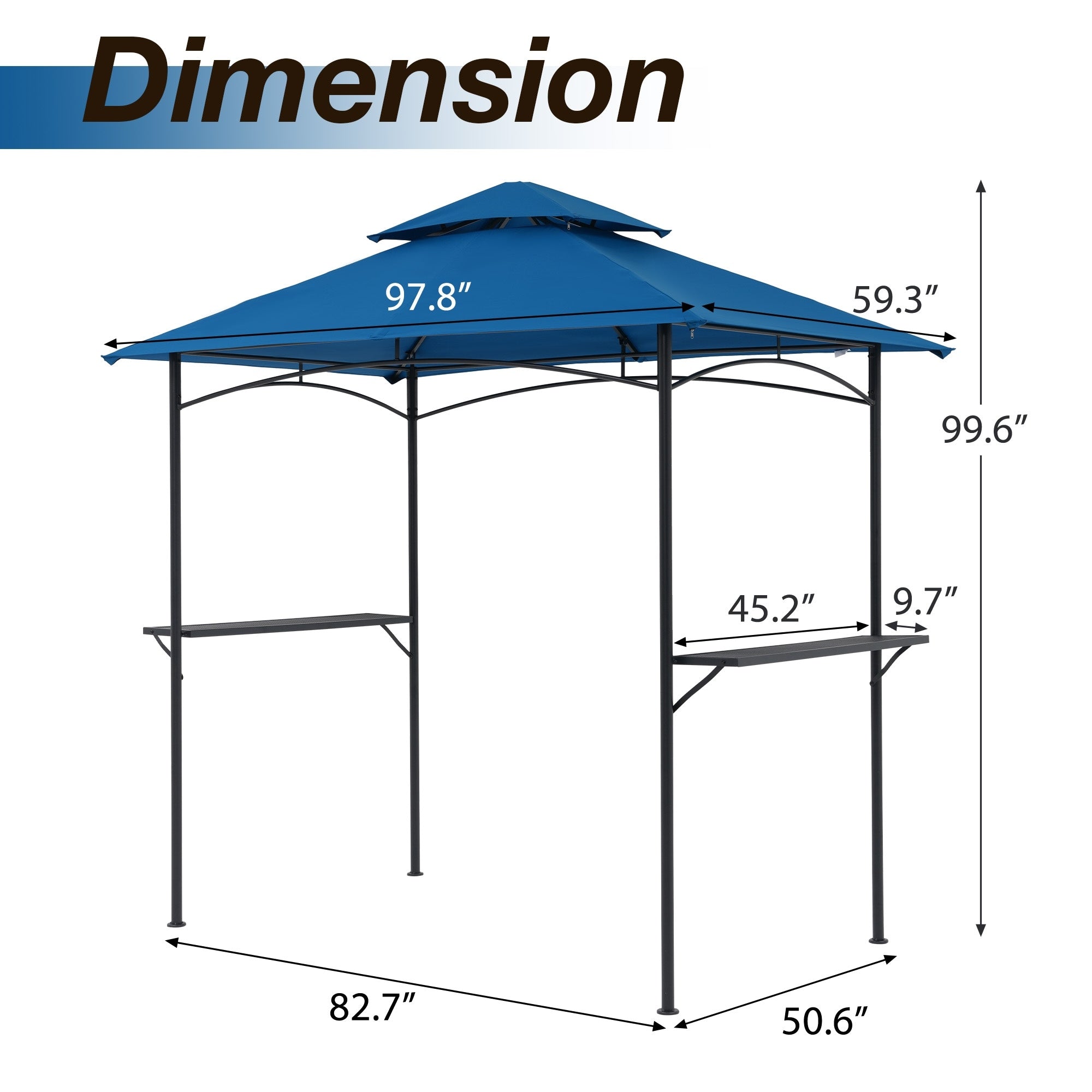 8' x 5' Outdoor Rainproof Grill Gazebo With Double Layer Vented Design