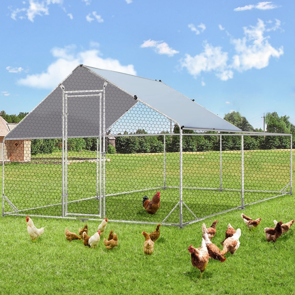 AECOJOY Grand poulailler en métal avec cage à poulets en métal