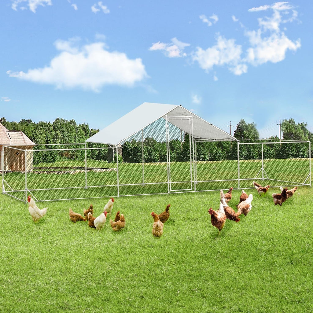 AECOJOY Grand poulailler en métal avec cage à poulets en métal