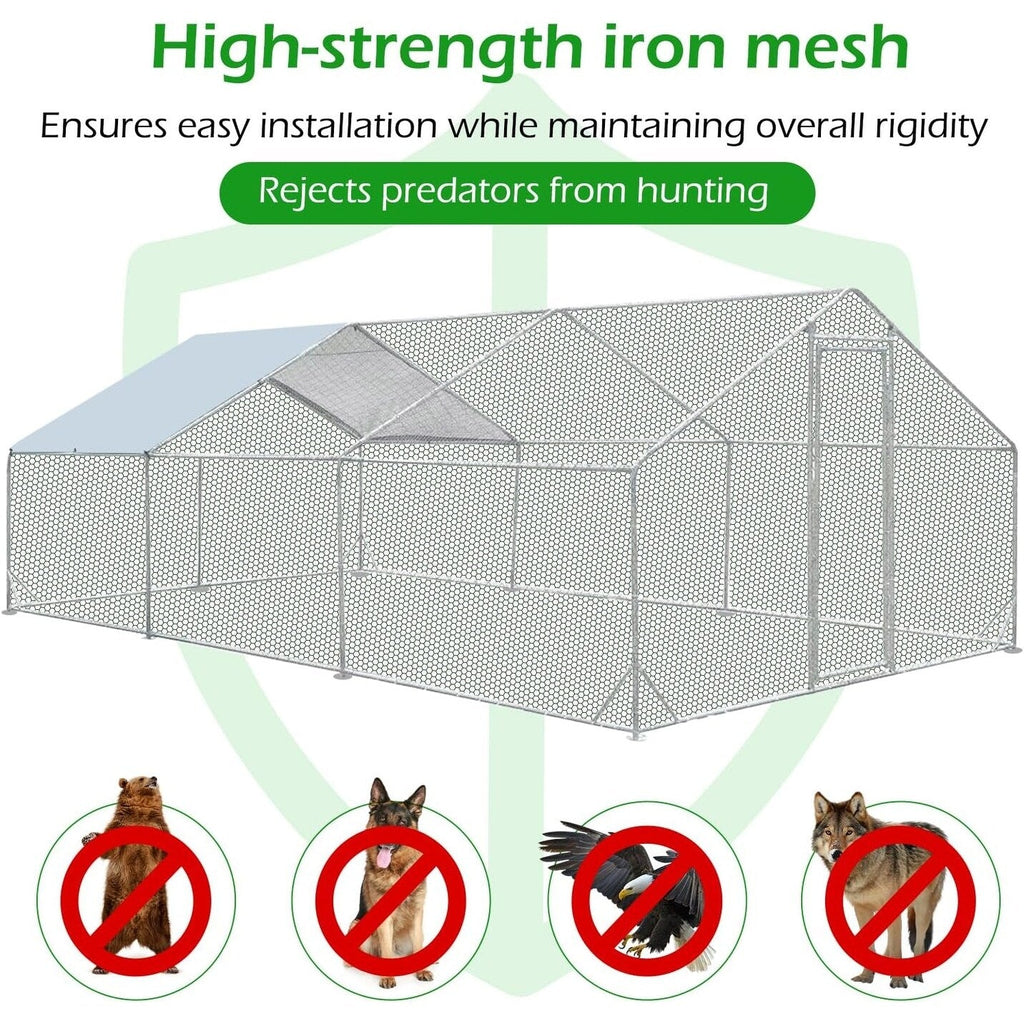 AECOJOY Grand poulailler en métal avec cage à poulets en métal