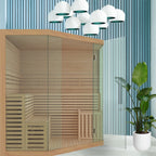 Sauna d'intérieur sec et humide en bois ALEKO pour 5 à 6 personnes avec chauffage électrique - 75 x 75 x 83 pouces