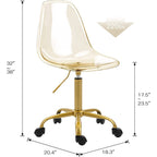 Chaise de bureau pivotante en acrylique à hauteur réglable sans accoudoirs