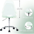 Chaise de bureau pivotante en acrylique à hauteur réglable sans accoudoirs