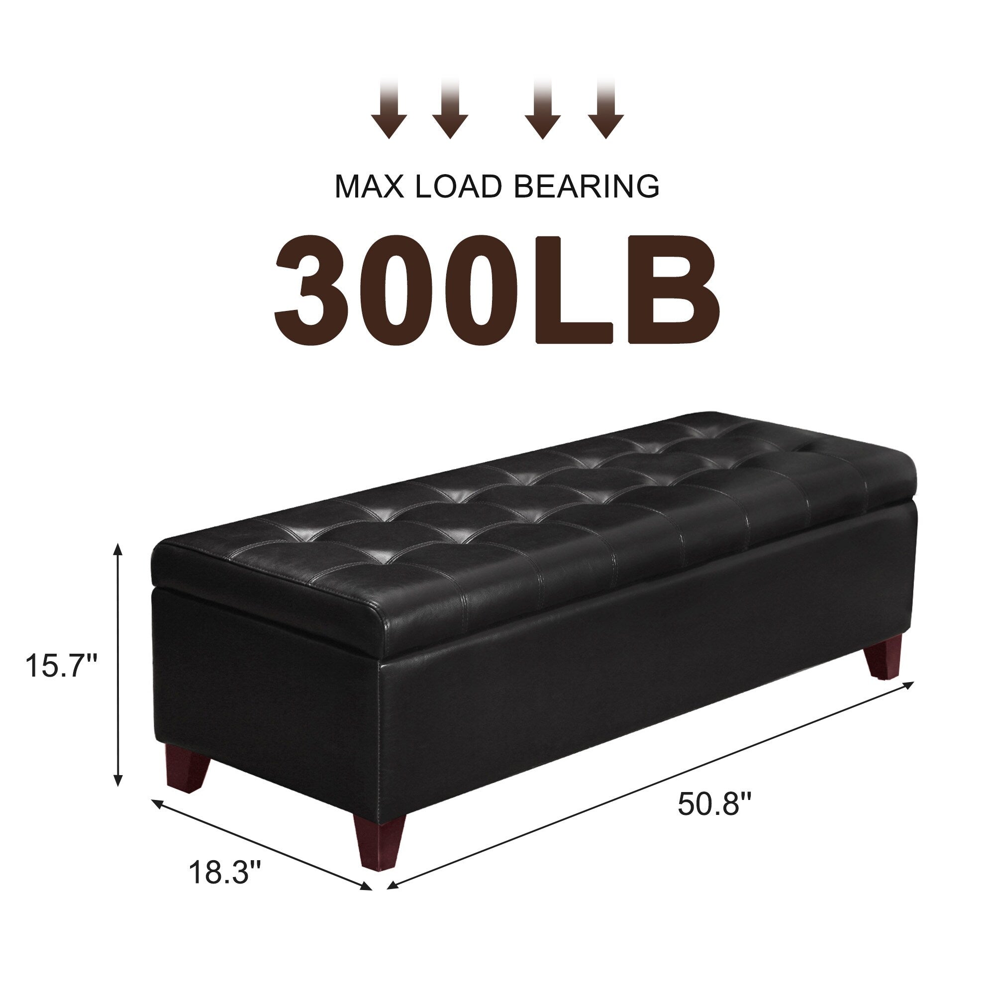 Banc ottoman de rangement en cuir reconstitué Adeco 50