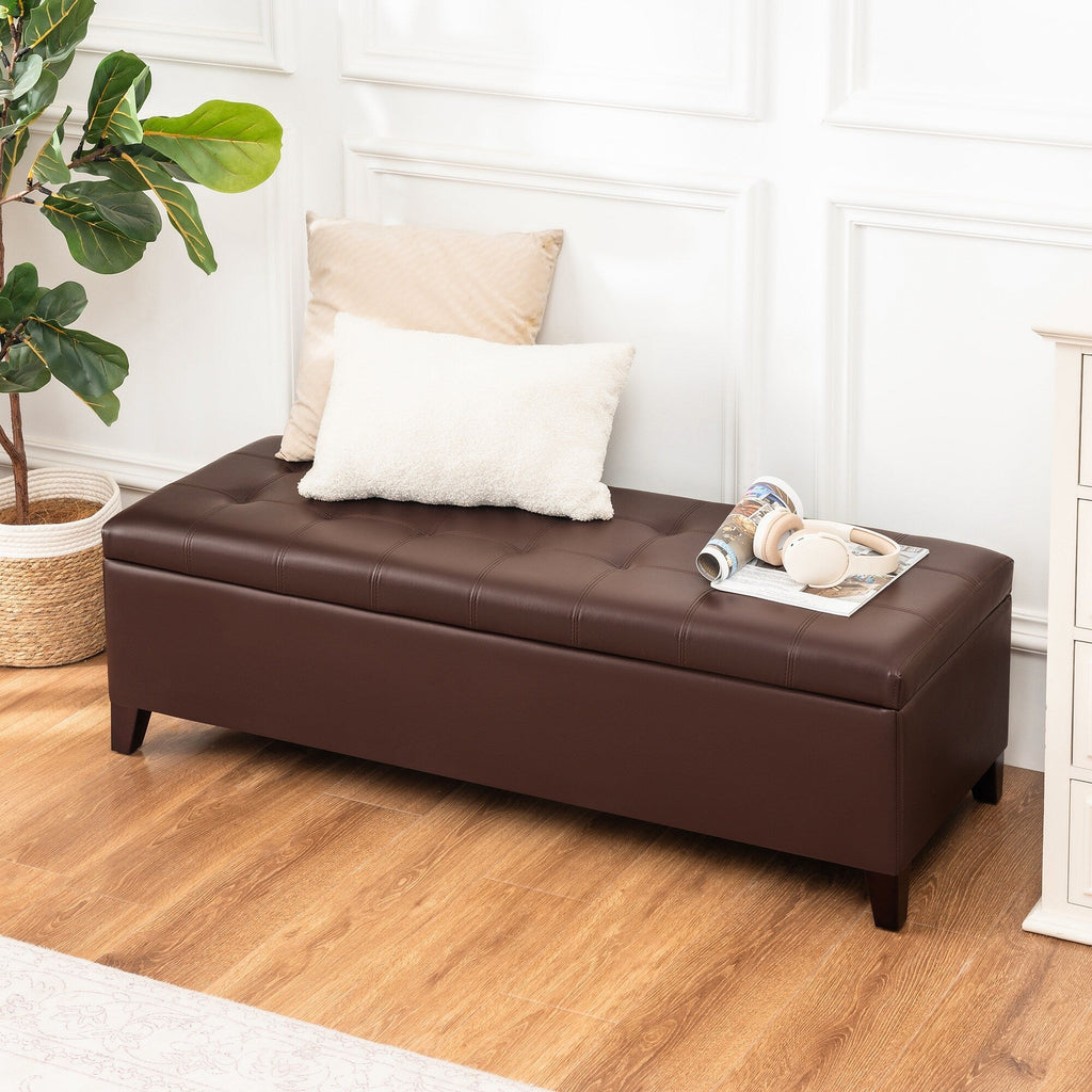 Banc ottoman de rangement en cuir reconstitué Adeco 50