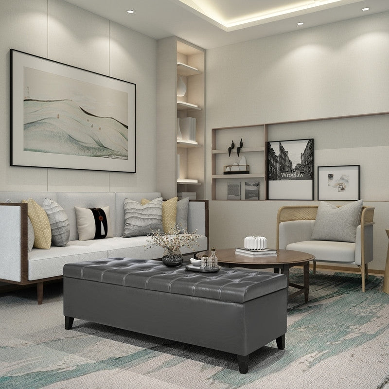 Banc ottoman de rangement en cuir reconstitué Adeco 50