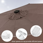 Ainfox 10ft Patio Umbrella with Lights Outdoor Solar Umbrella without Base