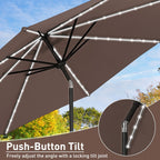 Ainfox 10ft Patio Umbrella with Lights Outdoor Solar Umbrella without Base