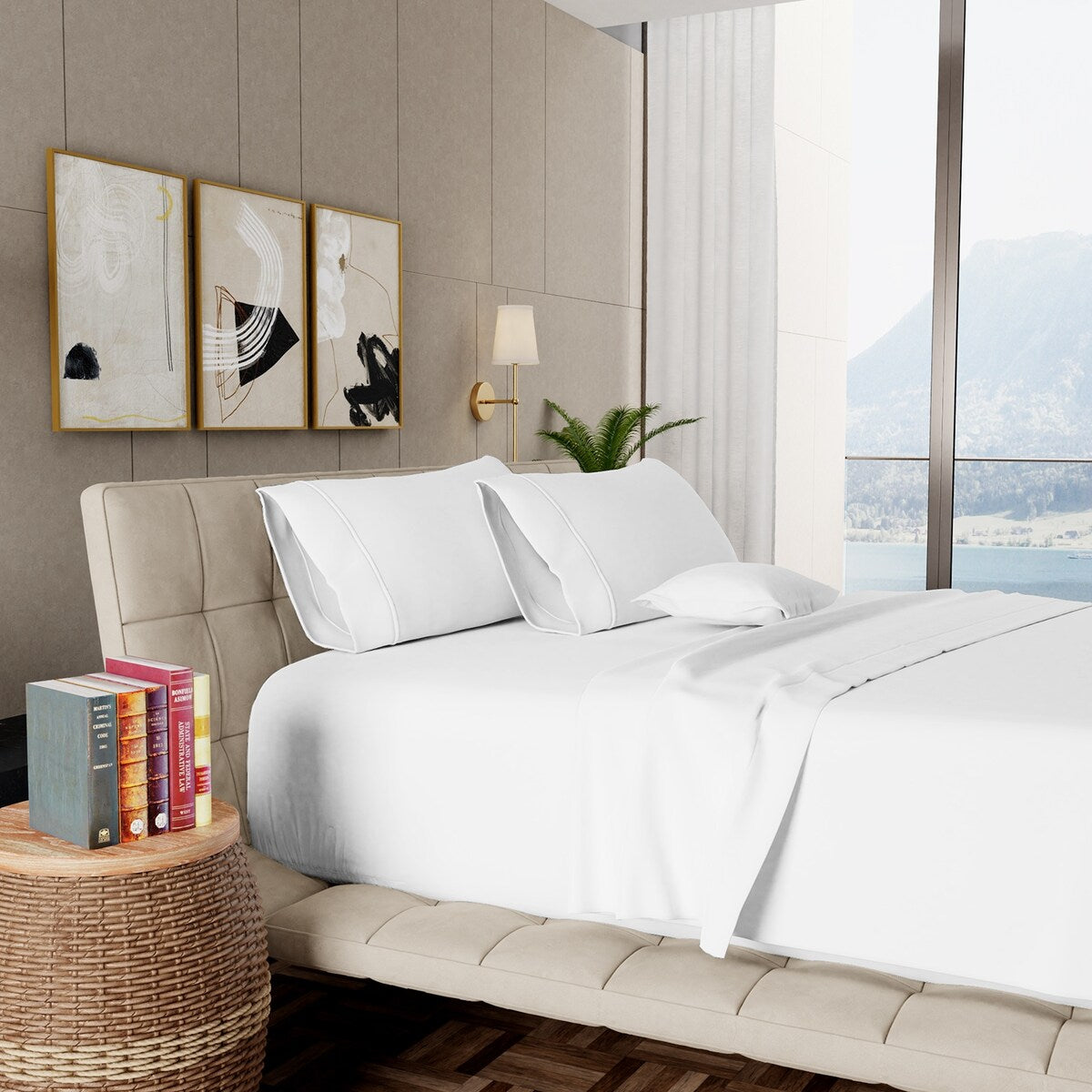 Parure de draps Aireolux en coton égyptien de luxe ultra-doux et soyeux 1000 fils