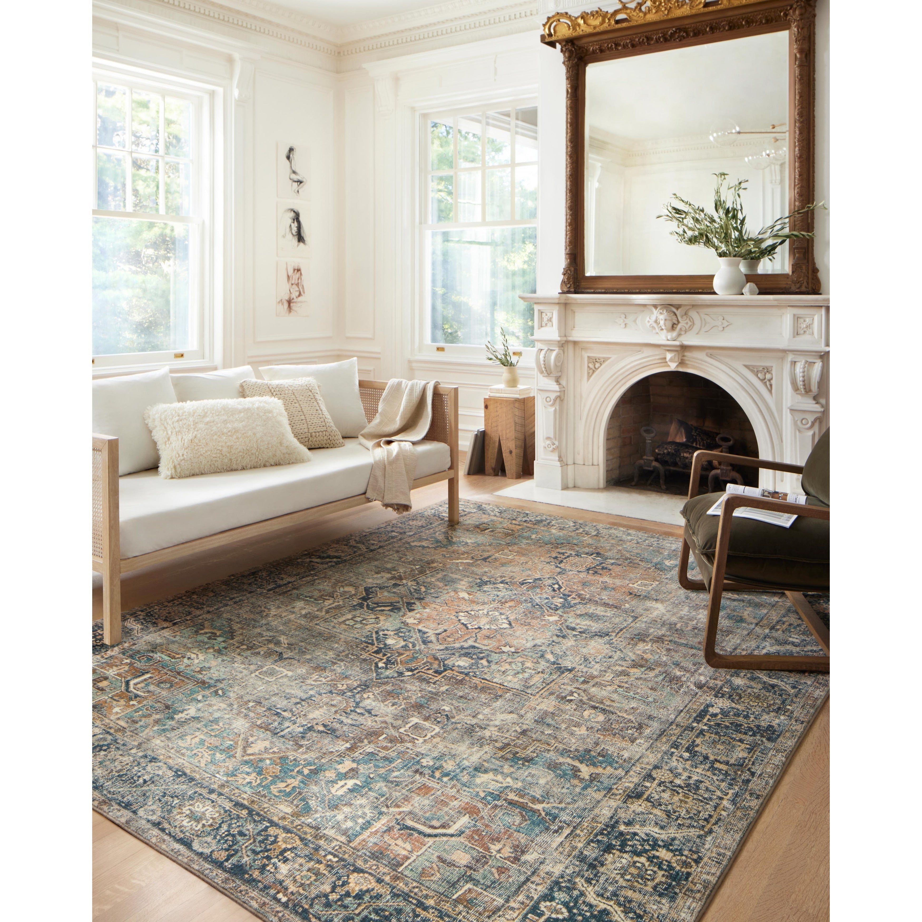 Alexander Home Sara Boho Terracotta Medallion Ultra Plush Area Rug