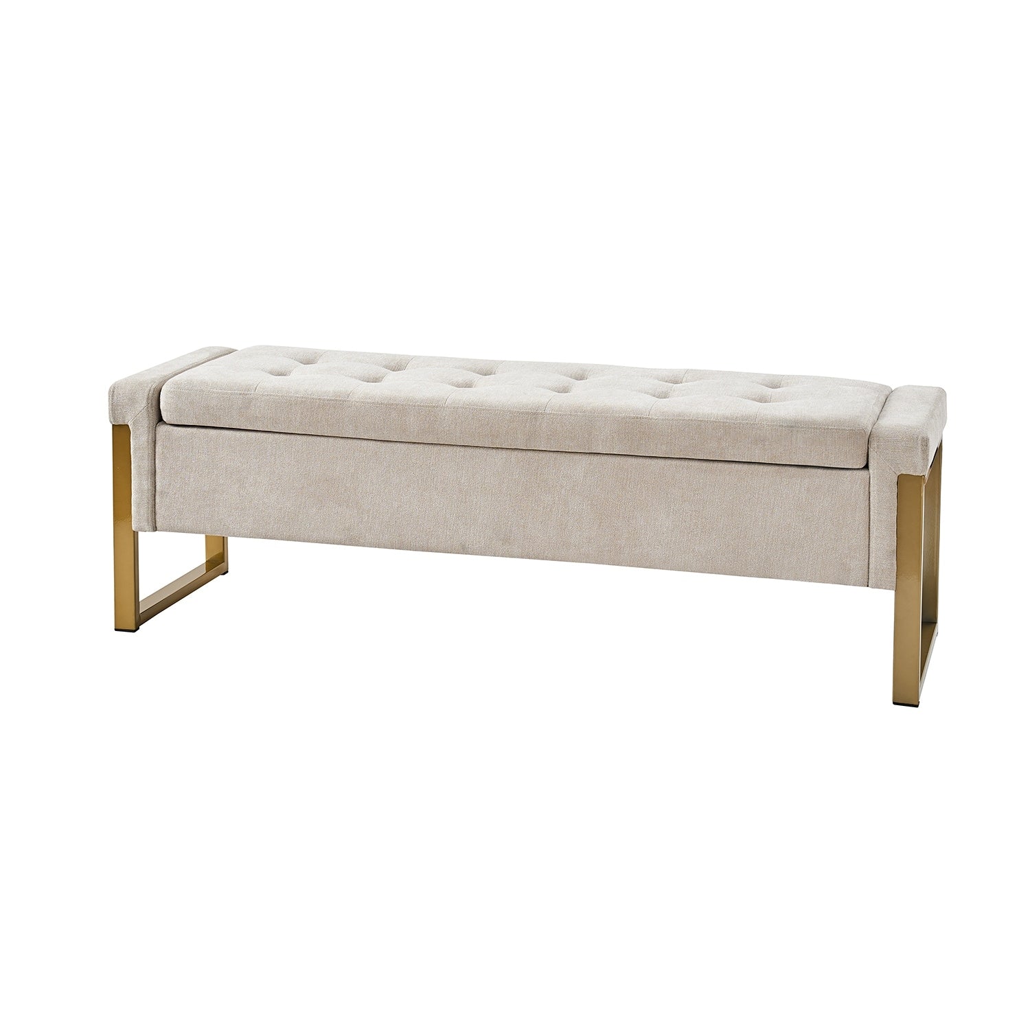 Banc de rangement moderne rembourré Alina avec pieds en métal par HULALA HOME