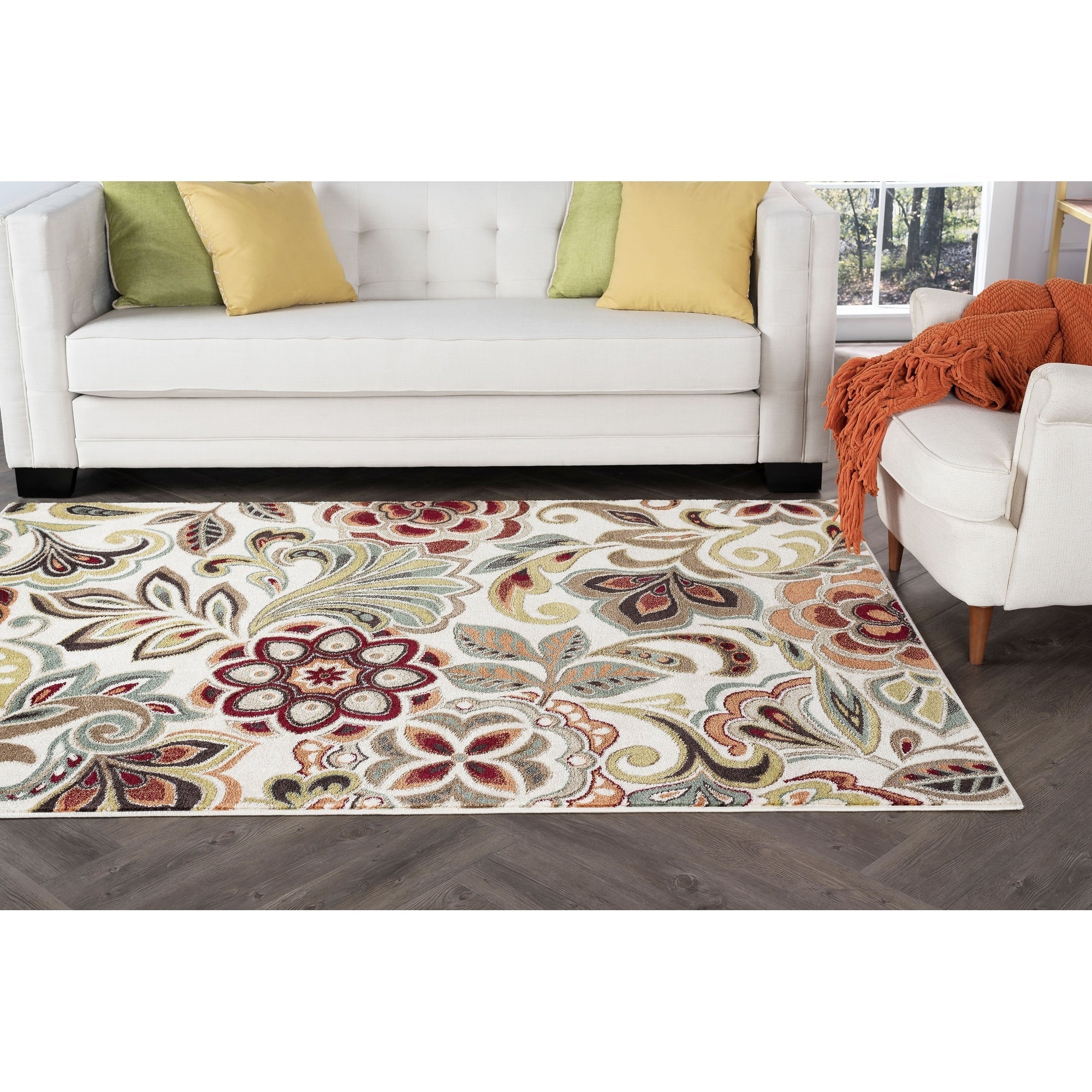 Decora Farmhouse Floral Indoor Area Rug